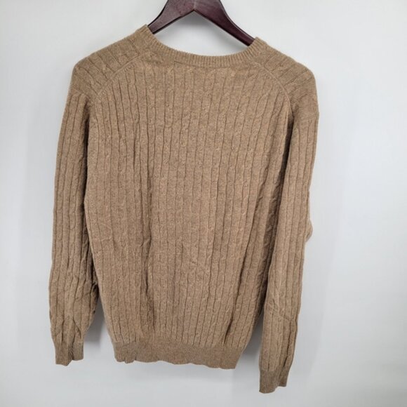 Allen Solly Cashmere Cableknit Men's Beige V-Neck Sweater Size Medium - Picture 3 of 4